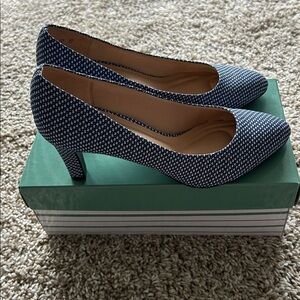 Navy and white heels